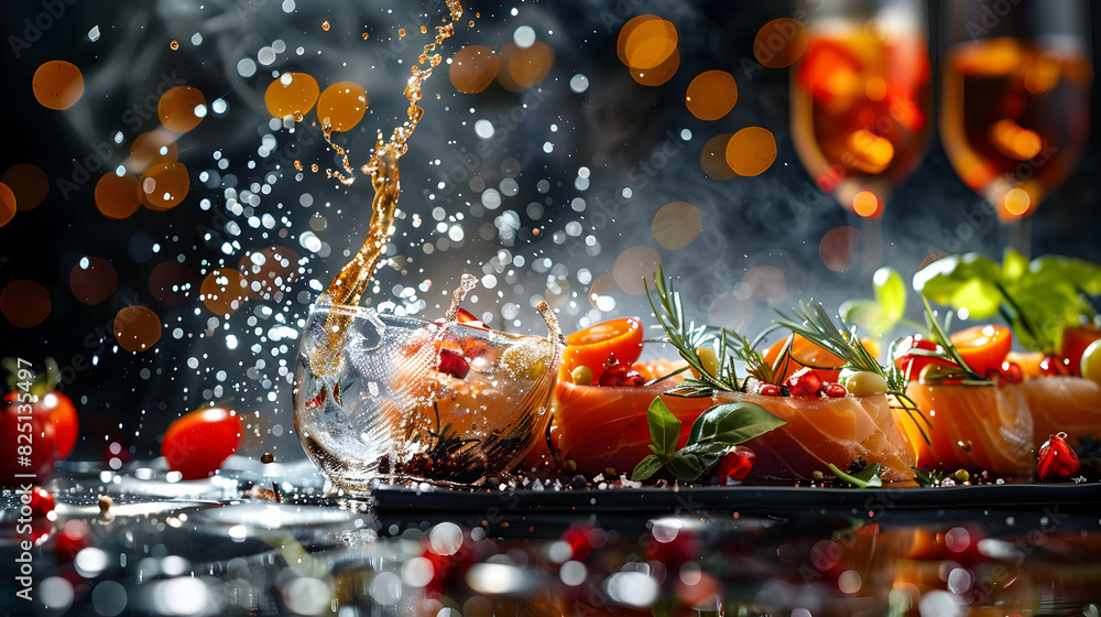 Luxurious American Dining Concept: Abstract Digital Art Featuring Rich Flavors and Exquisite Presentation of Glossy American Cuisine Symbol Luxurious American Dining Concept: Abstract Digital Art Featuring Rich Flavors and Exquisite Presentation of Glossy American Cuisine Symbol