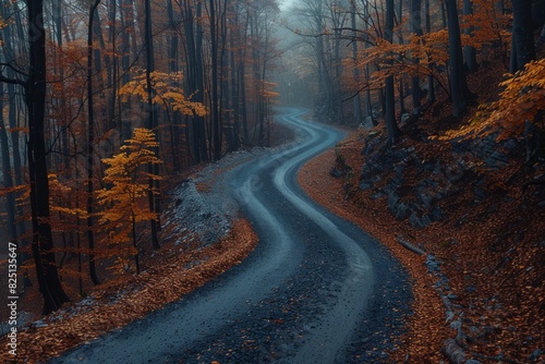 Winding Road Through Forest