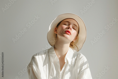 creative fashion woman isolated minimalistic studio