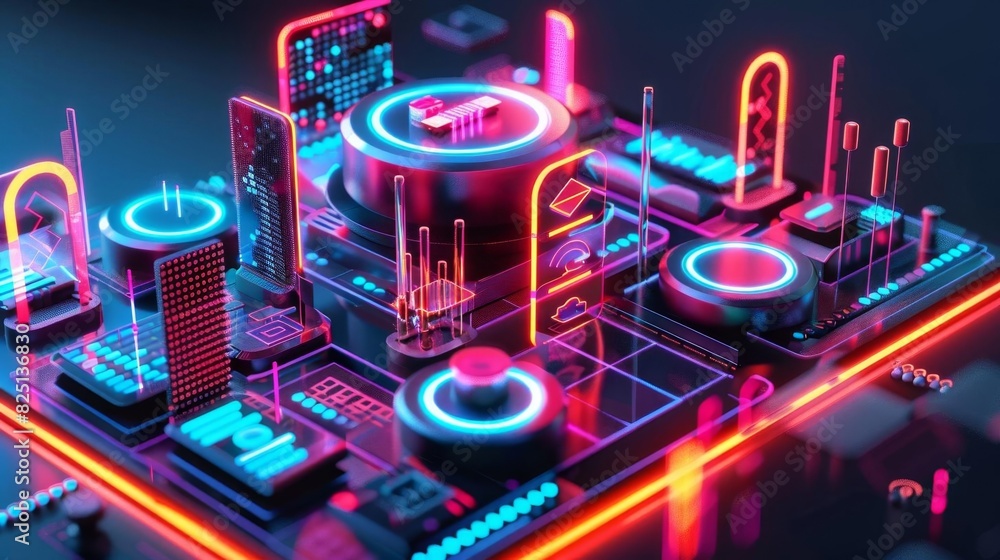 Fototapeta premium model of a data monitoring icon with bright, contrasting colors and intricate details