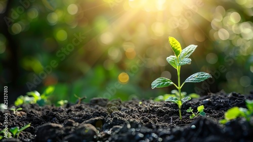 A fresh seedling growing towards sunlight with a dollar sign beside it, symbolizing financial prosperity, isolated on white, copy space, highdefinition, crisp and clear image.