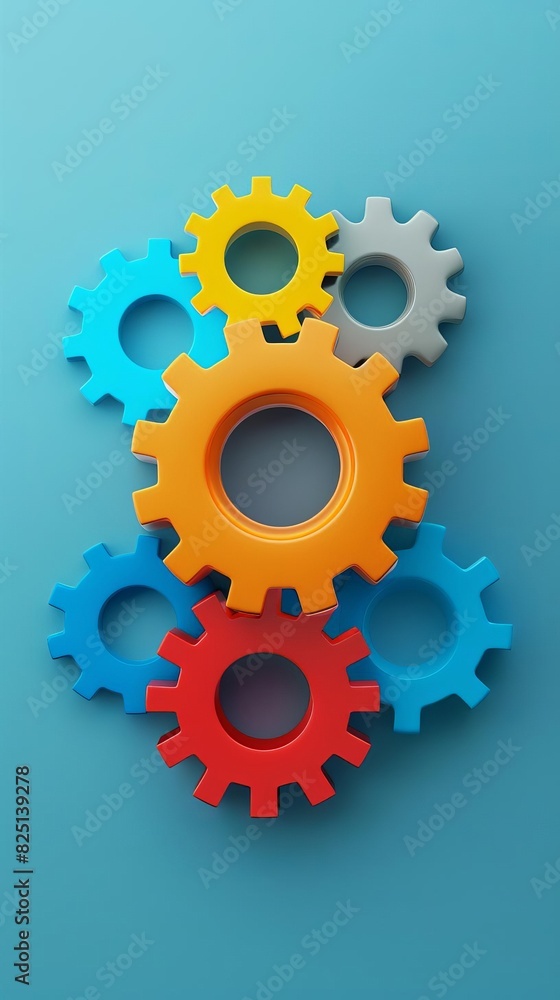 Illustration of an automation gear icon in a rainbowcolored setting Illustration of an automation gear icon in a rainbowcolored setting