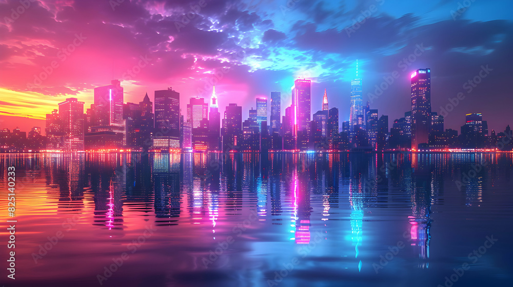 Vibrant Financial District Skyline at Dusk: Symbol of Economic Power and Corporate Success, Ideal for Business and Finance Themes Vibrant Financial District Skyline at Dusk: Symbol of Economic Power and Corporate Success, Ideal for Business and Finance Themes