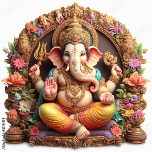 Lord Shri Ganesha Beautiful Idol with White Background