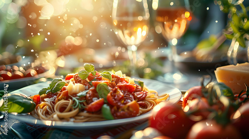 Photo realistic Italian food luxury experience as Abstract digital art symbolizing rich flavors and exquisite presentation   Adobe Stock Photo Concept photo