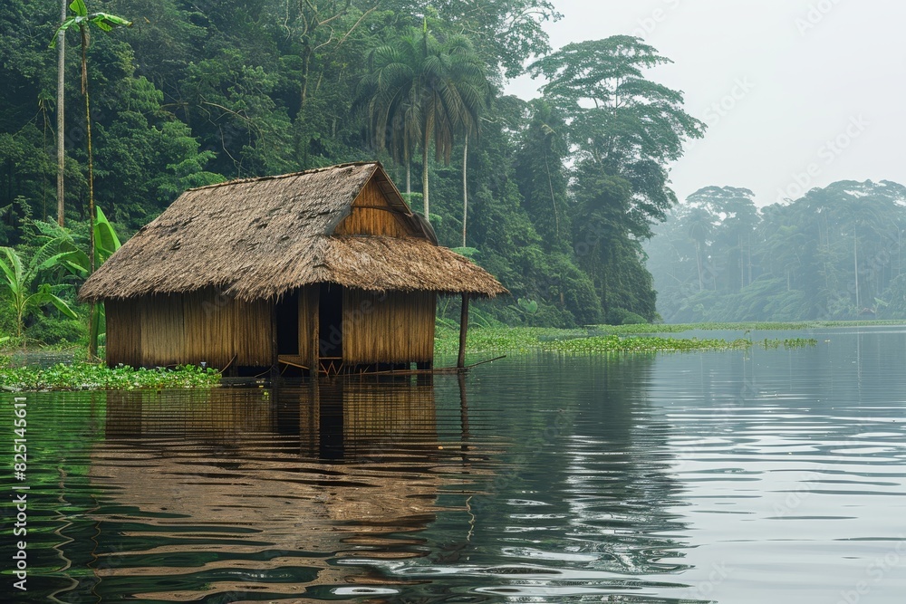 Hut Standing in the Middle of Water Hut Standing in the Middle of Water