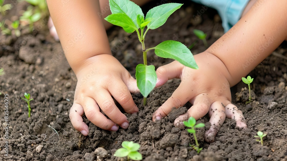 closeup of childrens hands planting tree in soil caring for the environment concept lifestyle photo closeup of childrens hands planting tree in soil caring for the environment concept lifestyle photo