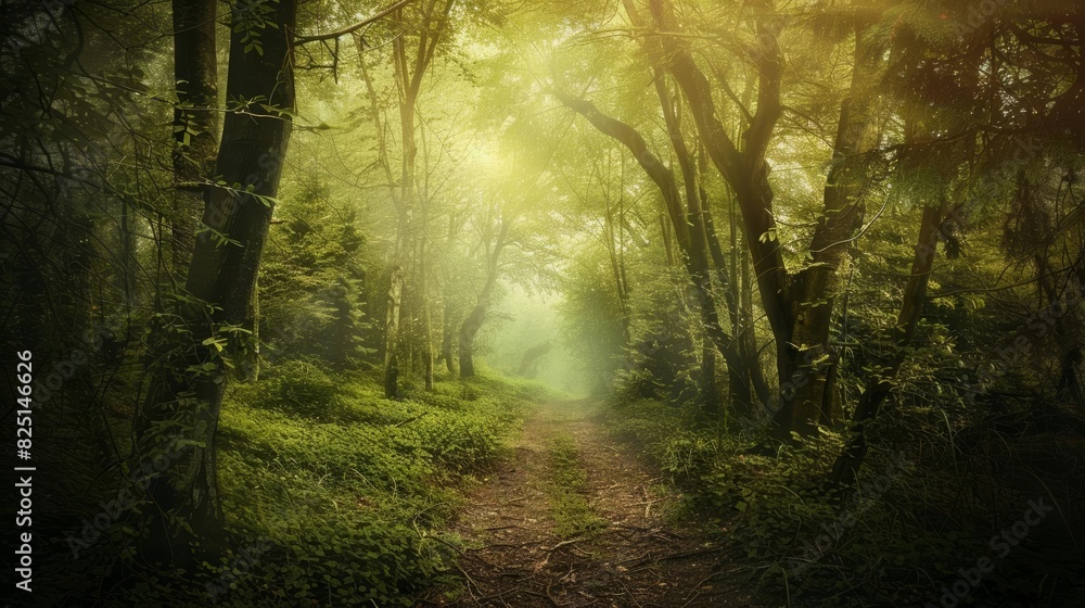 Obraz premium A dirt path winds through a dense forest