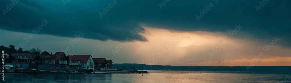 A small village by the sea, sunset A small village by the sea, sunset