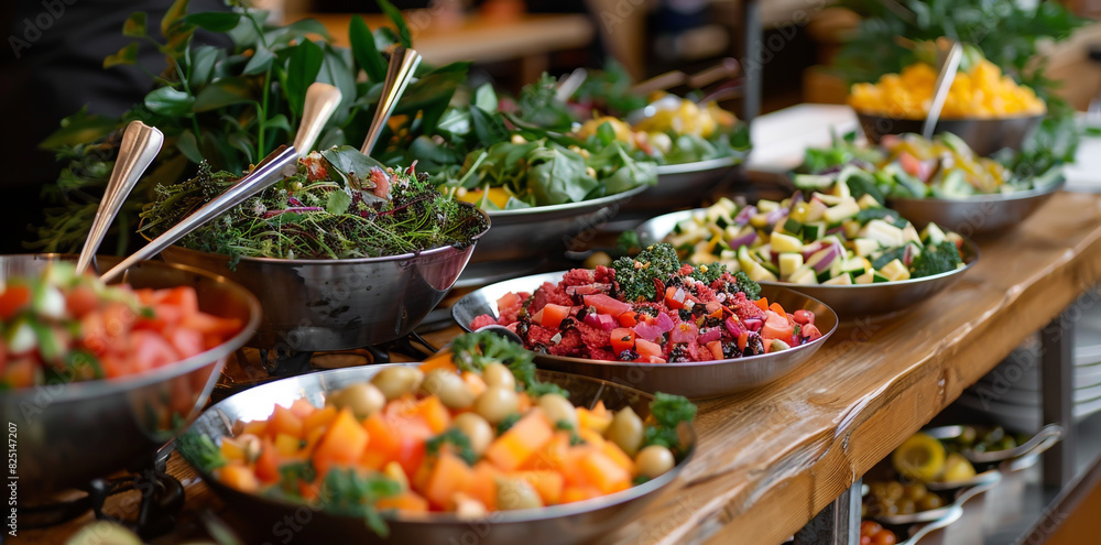 Vibrant, nutritious spread showcased at weddings or corporate gatherings