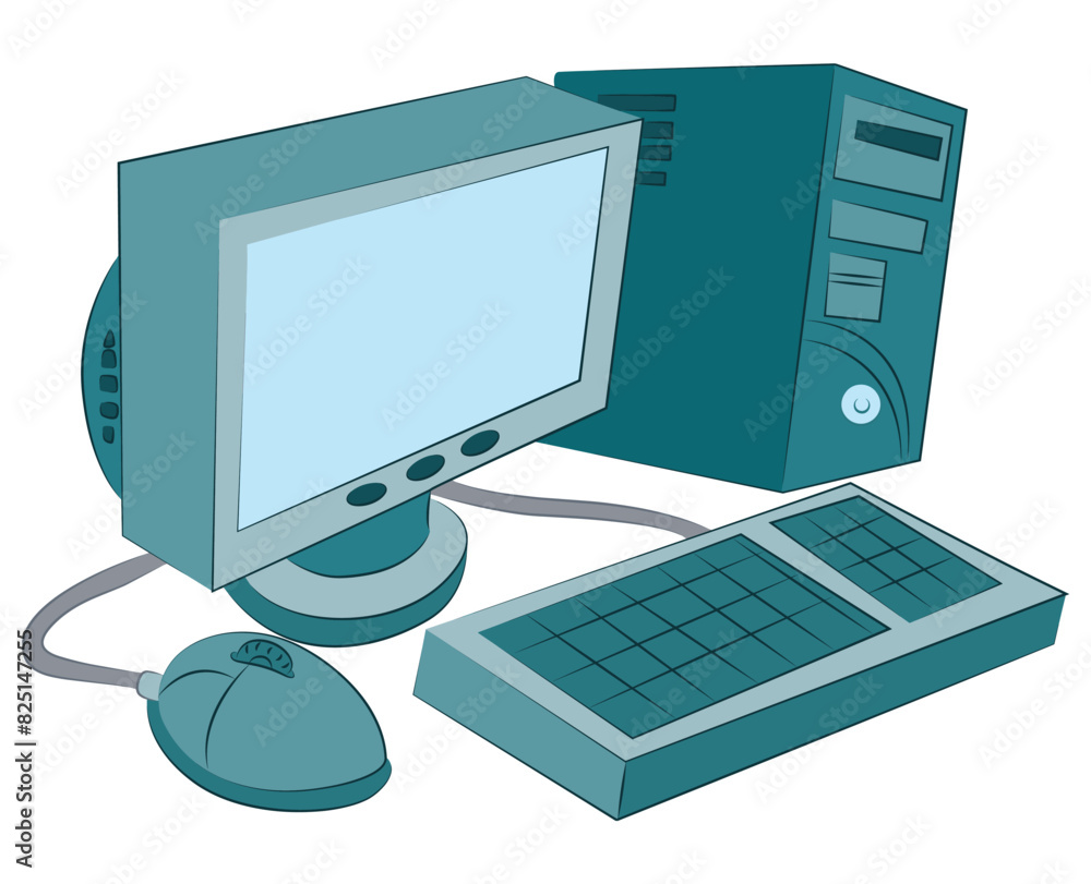 Old style computer desktop illustration