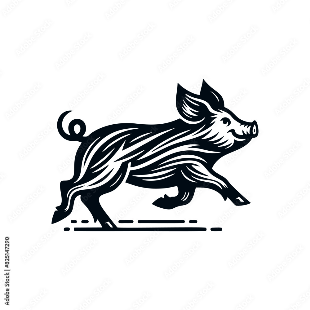 Black Animal Pig Illustration Logo Silhouette. Pig logo design Black Animal Pig Illustration Logo Silhouette. Pig logo design