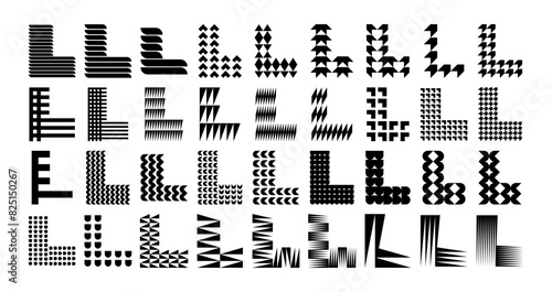 Flat line abstract shape letter L logo symbol set