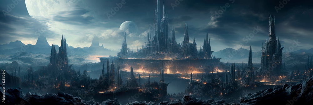 Fototapeta premium City that serves as an important point for interplanetary travel , Generative AI