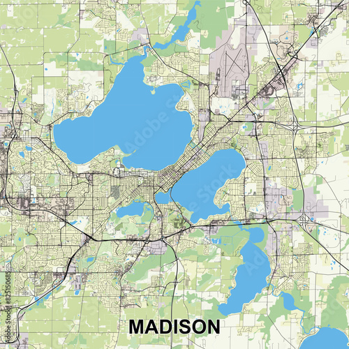 Madison, Wisconsin, United States map poster art