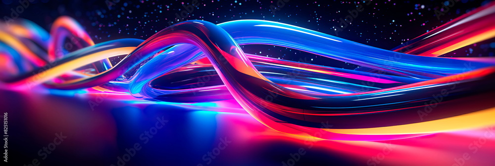 neon-colored lines and circles fusing together, creating a vibrant and futuristic abstract background. Generative AI neon-colored lines and circles fusing together, creating a vibrant and futuristic abstract background. Generative AI