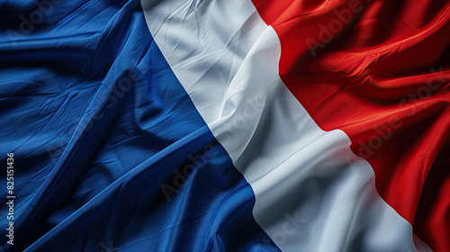 crumpled tricolor flag of France with its blue, white, and red vertical stripes.