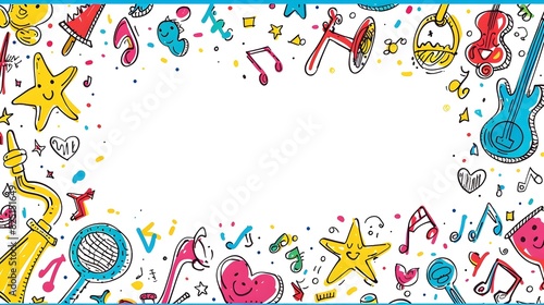 Playful Children s Day Doodle Background with Blank Space for Message photo