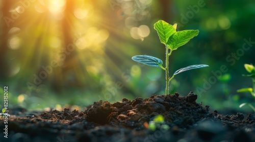 A young seedling sprouting with a message of positive financial growth, financial investment concept, highresolution, crisp and vibrant, professional image.