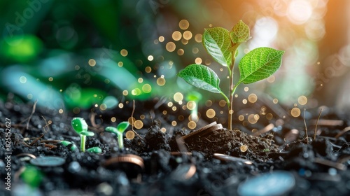 A fresh seedling emerging with a positive financial growth message  representing financial success  clear and vibrant  highquality  professional image.