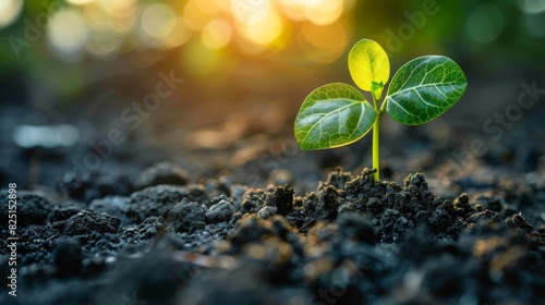 A seedling growing upward towards sunlight with a dollar sign nearby, symbolizing financial growth, isolated on white background, copy space, highresolution, vibrant and detailed i