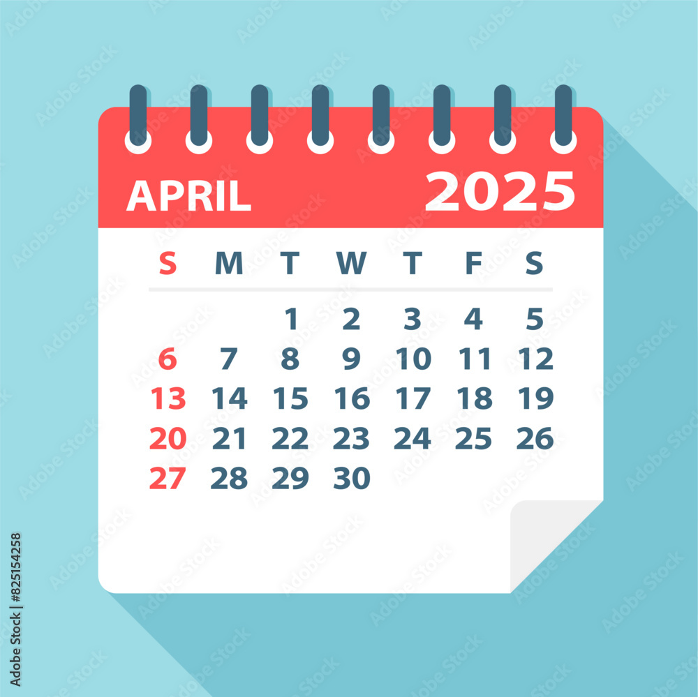 April 2025 Calendar Leaf - Vector Illustration April 2025 Calendar Leaf - Vector Illustration