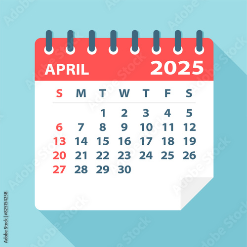 April 2025 Calendar Leaf - Vector Illustration