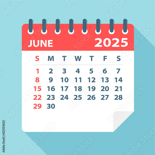 June 2025 Calendar Leaf - Vector Illustration