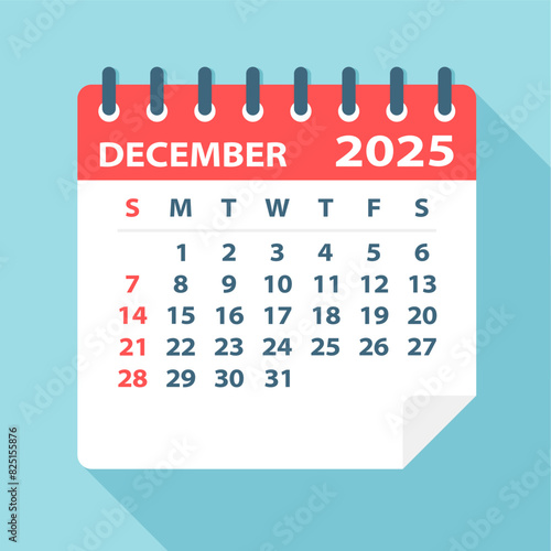 December 2025 Calendar Leaf - Vector Illustration