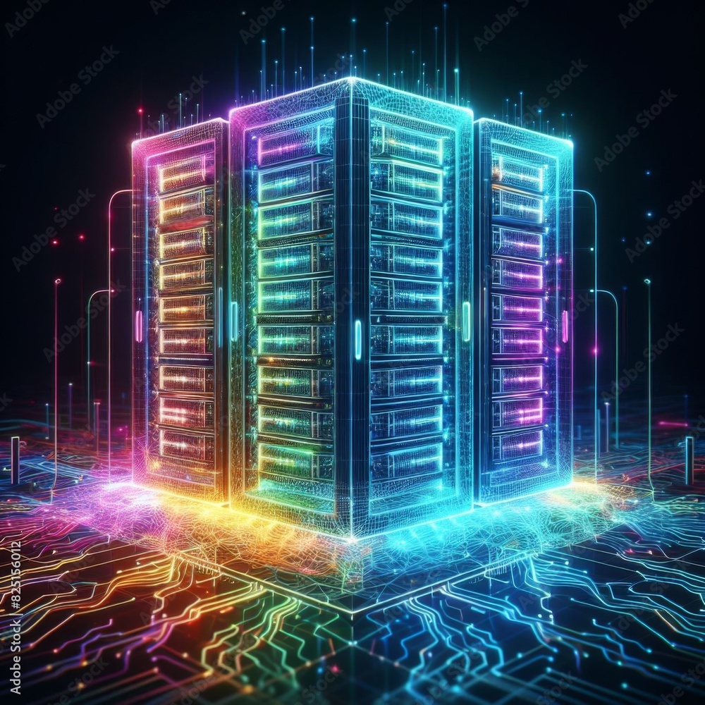 Futuristic Quantum Computing Data Center - High-Tech Server Room with Advanced Technology Visualization Futuristic Quantum Computing Data Center - High-Tech Server Room with Advanced Technology Visualization