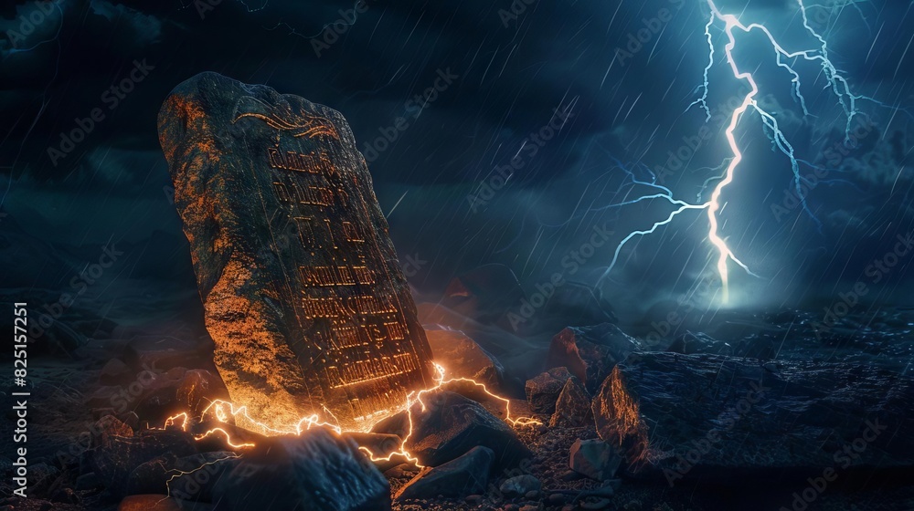 moses receiving the ten commandments on mount sinai ancient stone ...