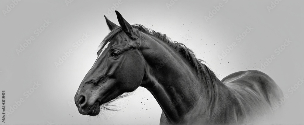 Obraz premium sketch side portrait of a horse profile on a white