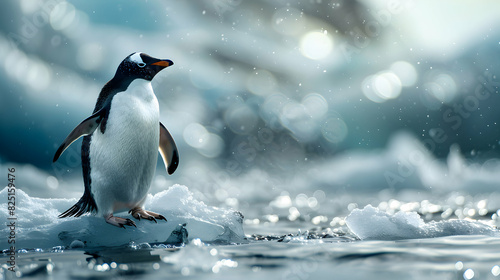Penguin on Shrinking Ice  High Res Symbol of Climate Change s Impact on Polar Regions