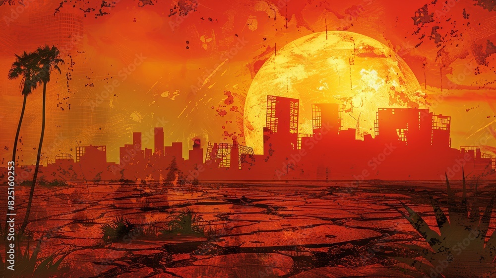 Obraz premium Illustrate the global heatwave crisis with compelling