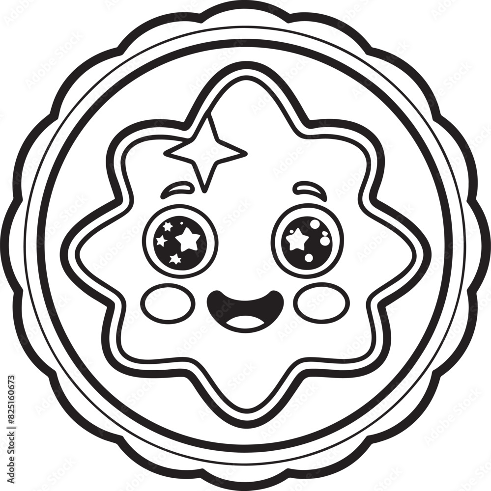 Cute sticker illustration black and white Cute sticker illustration black and white