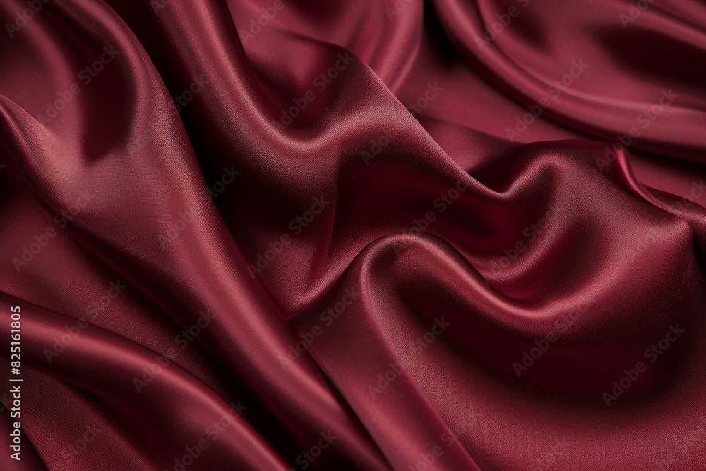 Rich burgundy silk draped fabric with luxurious smooth texture Rich burgundy silk draped fabric with luxurious smooth texture