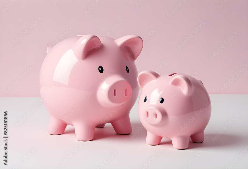 Piggy bank in pink backgrounds