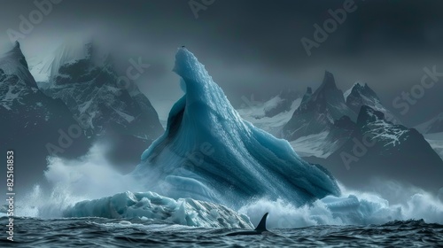 Iceberg in the artic sea, arctic landscape and seascape - fictional Antarctica scene photo
