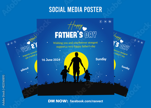 Fathers day creative social media poster design. all vector file