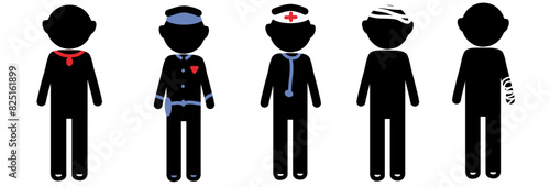 Collection of stick figures with different poses, human icon