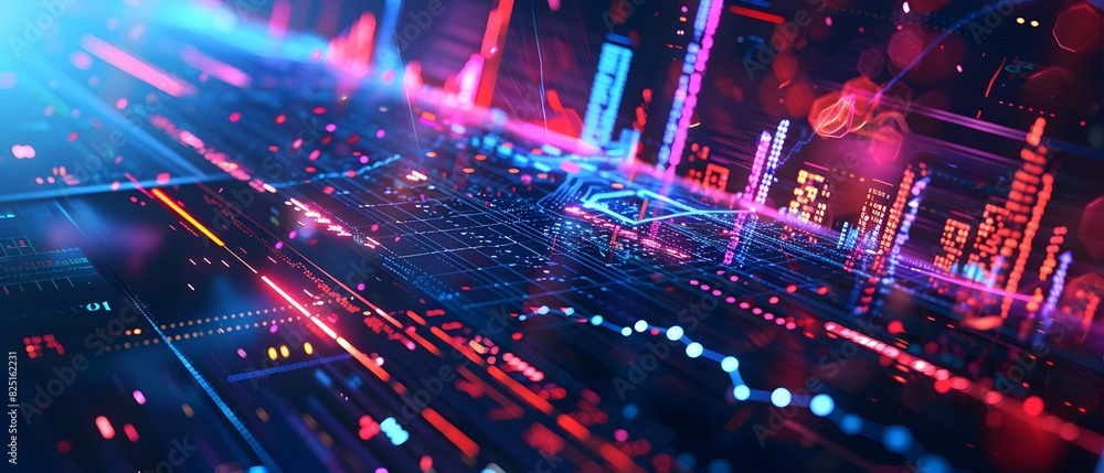 Futuristic Cityscape with Glowing Neon Lights and Towering Skyscrapers in a Dynamic Digital Landscape Futuristic Cityscape with Glowing Neon Lights and Towering Skyscrapers in a Dynamic Digital Landscape