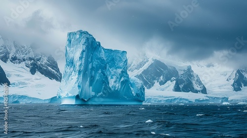 Iceberg in the artic sea, arctic landscape and seascape - fictional Antarctica scene © PetrovMedia