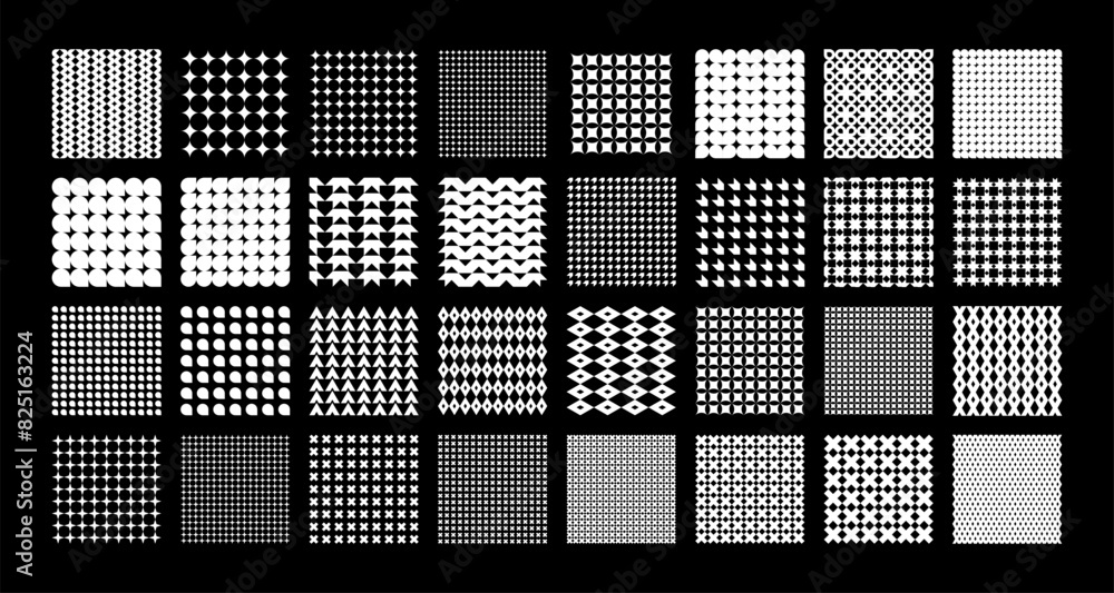 Fototapeta premium Decorative flat abstract shape seamless pattern design set