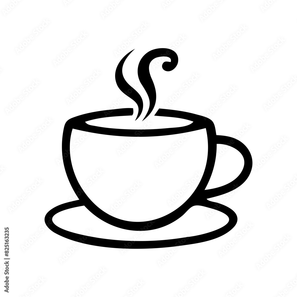 A black and white coffee cup with steam rising from it A black and white coffee cup with steam rising from it