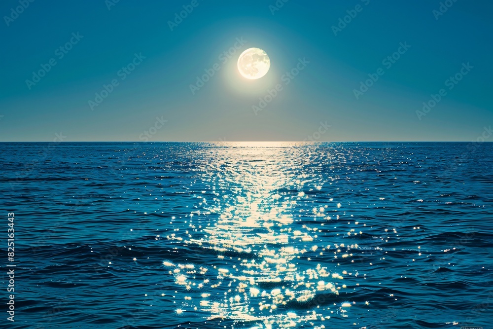 The Moon Over the Sea Level: A Tranquil Duet of Water and Lunar Grace The Moon Over the Sea Level: A Tranquil Duet of Water and Lunar Grace