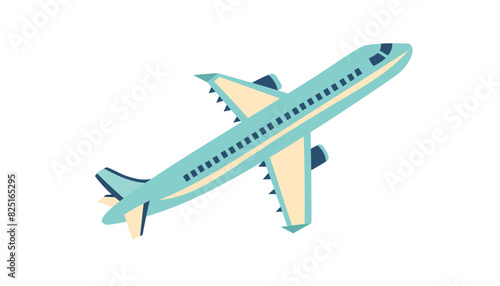 Summer vacation object. Airplane isolated on white. Travel concept. Vector illustration in flat style.