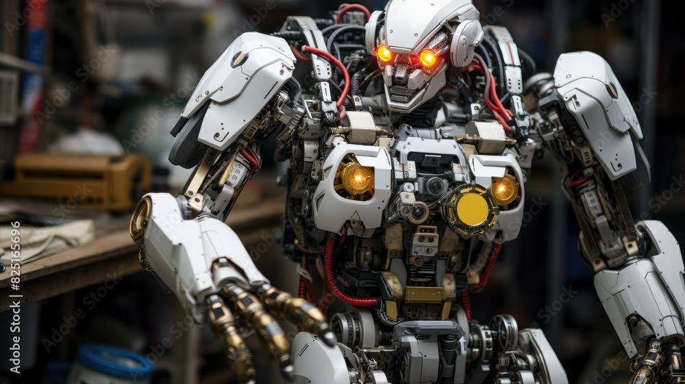 Fototapeta premium Advanced robotics research lab developing humanoid robots