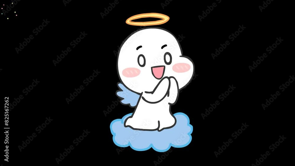 Animated Little Angel Praying with Transparent Background for Video Stock Animated Little Angel Praying with Transparent Background for Video Stock