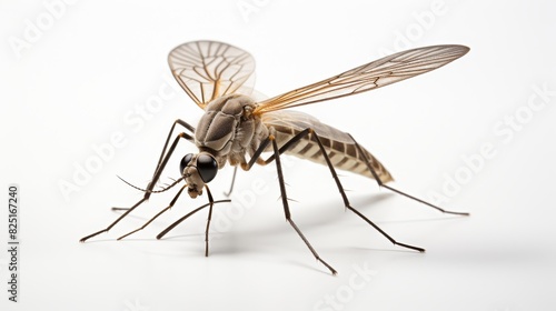 Detailed close up macro shot of a mosquito insect on an isolated white background © sorin