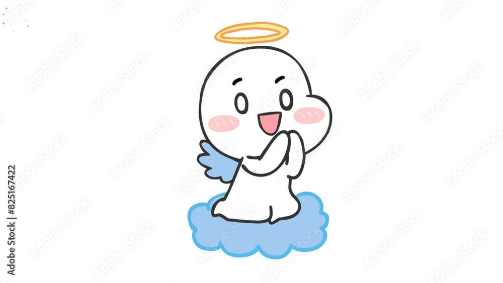 Animated Little Angel Praying with White Background for Video Stock Animated Little Angel Praying with White Background for Video Stock